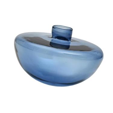 Imagem de Gralara Vaso de vidro para flores Arranjo de flores Presentes de aniversário Vaso hidropônico Planta Recipiente de flores para entrada Banheiro Lareira, Azul