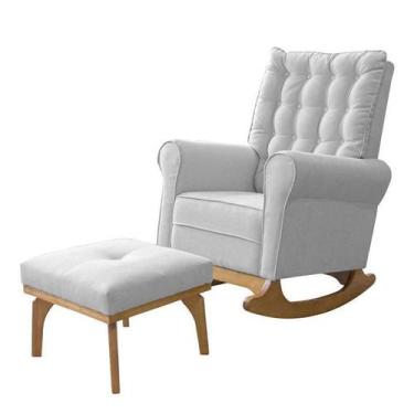 Imagem de Poltrona de Amamentação com Balanço e Puff Paris Veludo Off White - Id