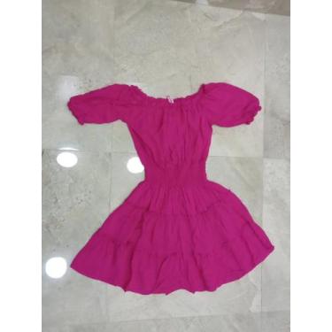 Imagem de Vestido curto ciganinha com babado na barra - LALOKA, Pink, M