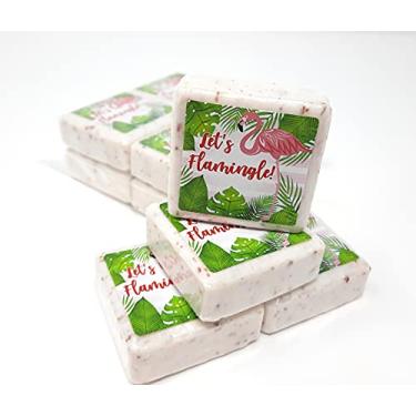 Imagem de 12 lembrancinhas de sabonete Lets Flamingle - lembrancinhas de sabonete de 42,5 g - lembrancinhas de chá de flamingo - chá de noiva de flamingo - despedida de solteira de flamingo - chá de bebê