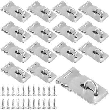 Imagem de SENJEOK 15 peças, fecho de aço inoxidável de 7,6 cm, trava de ferrolho com 120 parafusos, cadeado de porta para caixas, porta