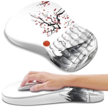 Imagem de YIWEI Mouse pad ergonômico com suporte para descanso de pulso, mousepad com descanso de pulso de espuma viscoelástica confortável e base de poliuretano antiderrapante para alívio da dor, computador,