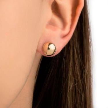 Imagem de Brinco Bolinha Banhado A Ouro 18k Redondo 9mm Acessório Luxo - Amillus