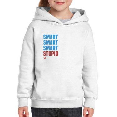 Imagem de Moletom Infantil Smart Things, Stupid People - Foca na Moda, Branco, 1