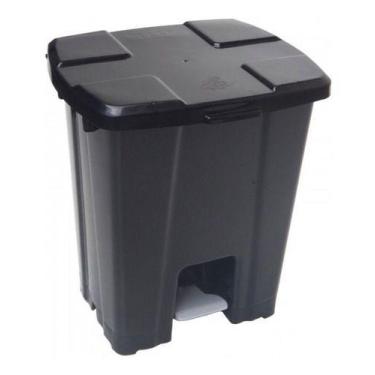 Imagem de Lixeira Plástica 30 Litros Com Pedal Para Condomínio Casa - JSN, Branc