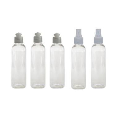 Imagem de 3 Frascos Tampa Push + 2 Spray 100ml Viagem Skincare Shampoo - Incapac