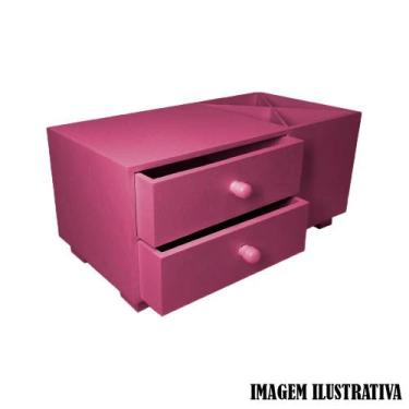 Imagem de Caixa para Pincel com Duas Gavetas 32,5x13x15,5 Mdf Madeira Pintado - 