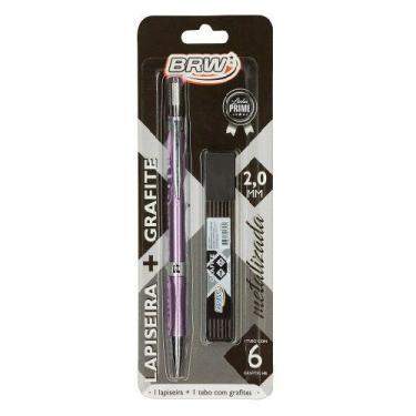 Imagem de Lapiseira 2.0mm Metalizada + Tubo Grafite HB 6 Un. Azul/Prata/Dourado/
