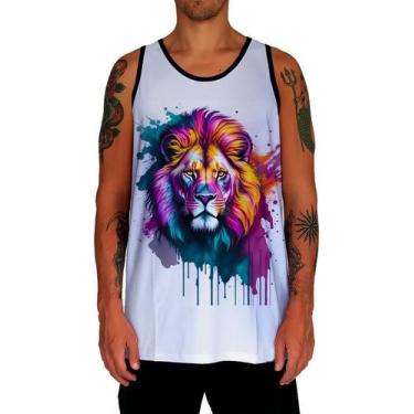 Imagem de Camiseta Regata Leão Rei da Selva Savana Rosto Estampa HD 4 - Enjoy Sh