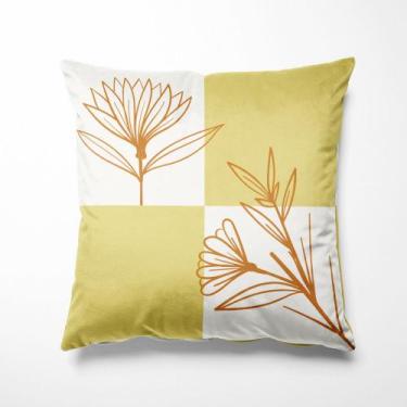 Imagem de Almofada Natural Flor Laranja 40x40cm - Serigrafada Frente e Verso - F