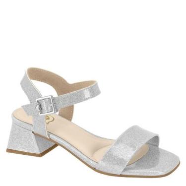 Imagem de Sandália Infantil Menina Salto Bloco Molekinha 2347.100, Prata verniz 