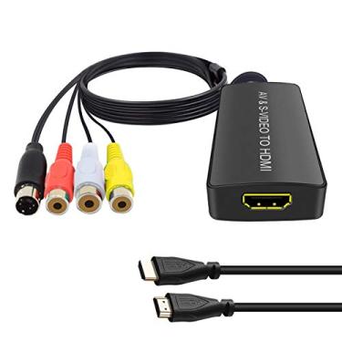 Imagem de Conversor SVideo para HDMI, adaptador RVA para HDMI suporta 1080p, PAL/NTSC compatível com WII, WII U, PS 1, PS2, PS3, Black SVideo to HDMI Converter, svideo to hdmi
