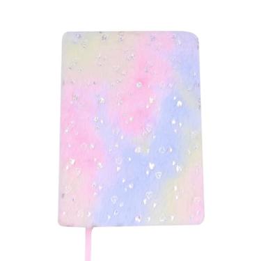 Imagem de BOLLEY JOSS Caderno estrelado de pelúcia diário felpudo para meninas adolescentes bloco de escrita A5 forrado com 160 páginas