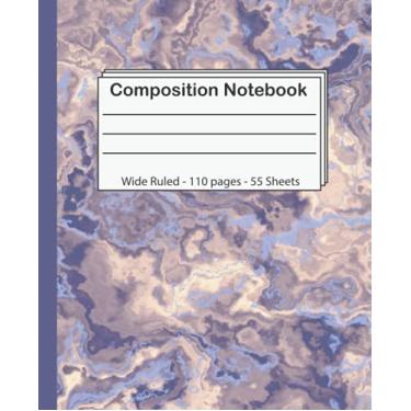 Imagem de Composition Notebook: Wide Ruled Paper Notebook Journal, Blank Wide Lined Workbook for Girls Boys Kids Teens Students, Pretty Gold Purple Turquoise Liquid Marble,