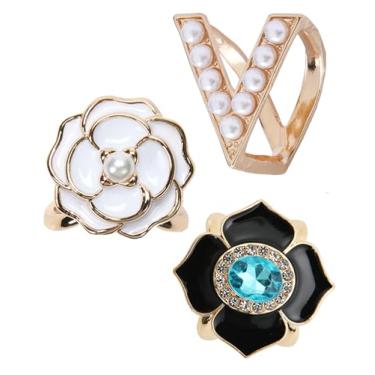 Imagem de Anéis de cachecol fivela e slides para mulheres, cachecóis, alfinetes, camiseta, prendedor para o lado 3CP