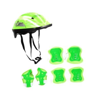 Imagem de Colaxi Capacete infantil de bicicleta com cotoveleiras, bonito, multifuncional, skate, proteção de pulso, para bicicleta, longboard, patins, Verde