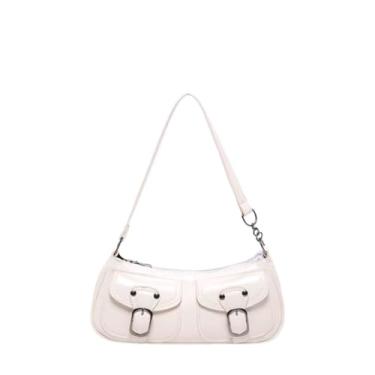 Imagem de Bolsa Feminina De Ombro Estilosa Pequena Sofisticada Moderna Baguete Reveillon Natal Presente Novidade Reforçada Passeio Shopping Luxo Festa Balada (Branco)