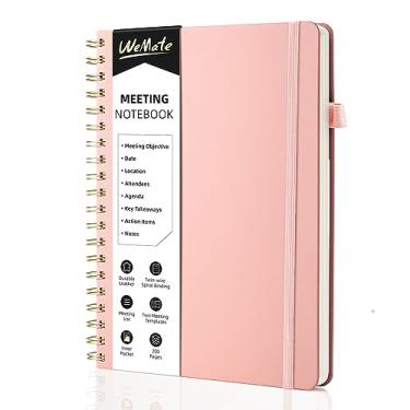 Imagem de WEMATE Caderno de reuniões para trabalho B5 (17,8 cm x 25,4 cm) - Caderno de trabalho de couro PU com agenda, itens de ação e notas - 200 páginas para homens e mulheres, funcionários e estudantes
