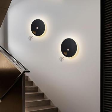 Imagem de GZZBMY Luminária de parede redonda com sensor de movimento lâmpada de parede interna moderna LED alumínio arandela de parede acrílico nórdico 36W luzes de parede de leitura para quartos sala de estar