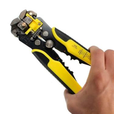 Imagem de Kit Alicate de Crimpar Terminal Automático + Alicate Descascador Decapador de Fio e Cabo 3 em 1 + Estojo Maleta + 1200 Terminais Tubular ilhós - Conjunto Reparo Elétrico - Linha Profissional Premium