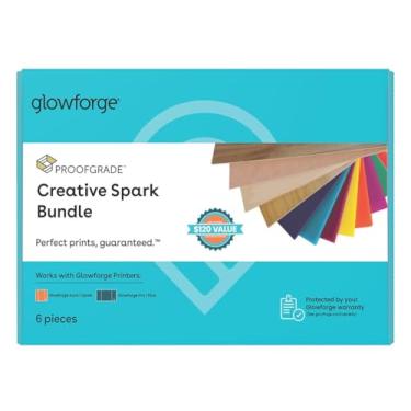 Imagem de Glowforge Pacote criativo Spark | 6 folhas | 20 x 30 cm | Folhas prontas a laser de compensado, madeira e acrílico para projetos de corte e gravação