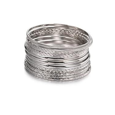 Imagem de Caiyao Conjunto de pulseiras empilháveis Bohemica com camadas de casamento indiano, várias pérolas, texturizadas, pulseiras douradas, modernas algemas para mulheres, joias, One size, Zinco, Sem Pedra