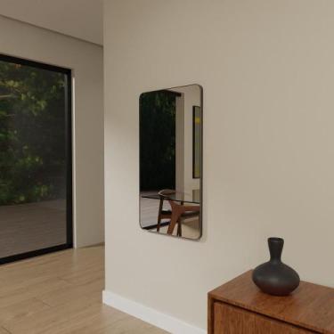 Imagem de Espelho Orgânico 115cm x 55cm E09 Moldura Couro Preto Luxo Quarto - Cu