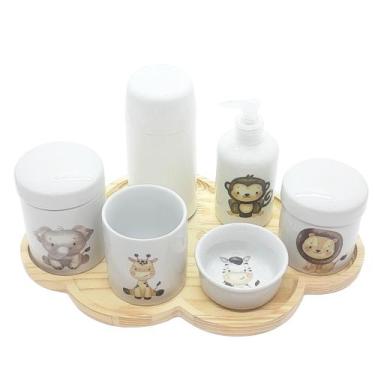 Imagem de Kit higiene bebê Safari 7 pçs Bdj Nuvem TD Porc Molh Red Dec - Antilop