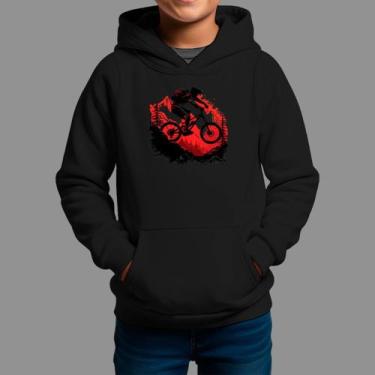 Imagem de Moletom Canguru Infantil Algodão Casual Estiloso Tecido Macio Bike Mon