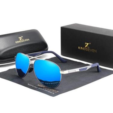 Imagem de Óculos Polarizados Quadrados lente uv400 kingseven - Cinza, Cinza azul