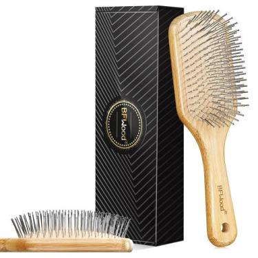 Imagem de Escova de Cabelo BFWood de Bambu com Cerdas de Aço - Estimula o Cresci