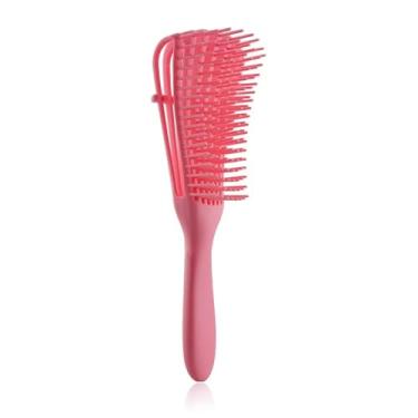 Imagem de Escova de cabelo desembaraçadora, massagem no couro cabeludo, pente de cabelo feminino, escova desembaraçadora para estilizar, ferramenta de cuidados de salão de cabeleireiro cacheado (rosa)
