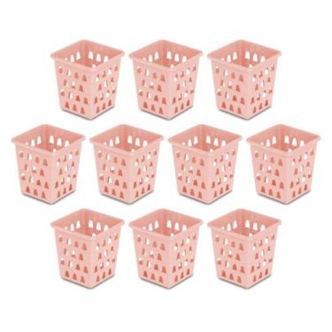Imagem de Kit 10 Cesto Organizador Quadrado Alto Multiuso 10,5 X 10,5 cm Organiz