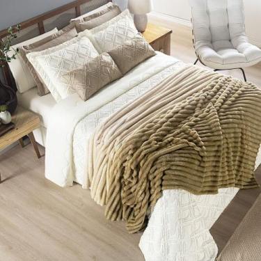 Imagem de Coordenado Cobre Leito e Cobertor Fluflu Queen Ultrasoft Alto Relevo D