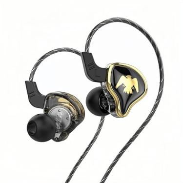 Imagem de Fones de ouvido QKZ AK6 ARES HiFi com fio, com microfone, IEMs para jogos com microfone, fones de ouvido intra-auriculares, para cantores e músicos (preto)