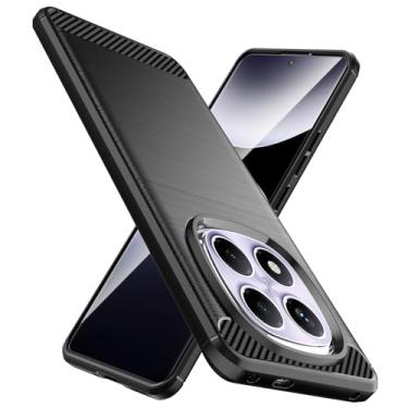 Imagem de Natbok Capa projetada para Redmi Note 14 Pro 5G/14 Pro+ 5G/Poco X7 5G, TPU flexível [textura escovada] [antiderrapante] à prova de choque, proteção militar, capa de telefone fina, preta