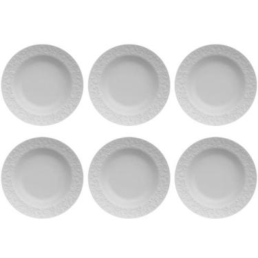 Imagem de Jogo 6 Pratos Fundos Redondos 23,5cm em Porcelana com Relevo Tassel Ge