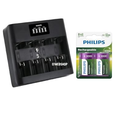 Imagem de Carregador Universal com 2 Pilhas D 3000mah Grande LR20 com Visor LCD Usb SCB5000NB/97