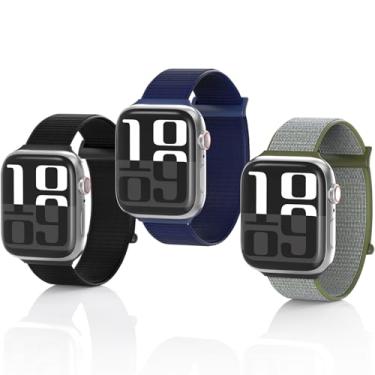Imagem de VONKAKOO Pulseira esportiva de nylon respirável para Apple Watch séries 10, 9, 8, 7, 6, 5, 4, 3, SE, Ultra 2 1, pacote com 3