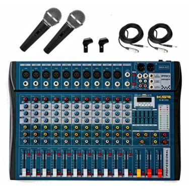 Imagem de Mesa Som 12 Canais Interface Ksr Km1202  2 microfones ks58 - KSR PRO 