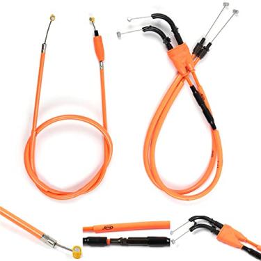 Imagem de zurio Cabo do acelerador e cabo de embreagem para Yamaha YZF R6 2006-2012 acessórios de substituição de motocicleta linhas de fio inoxidável borracha laranja