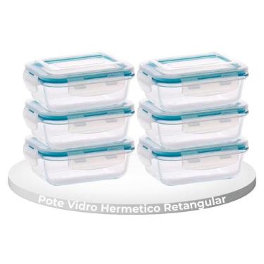 Imagem de Conjunto 6 Potes de Vidro 1040ml Marmita Hermetica - QUALITY HOUSE
