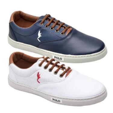 Imagem de Kit 2 Sapatênis Masculino Polo Blu Conforto Leve Dia a Dia, 45, Azul, 