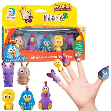 Imagem de Bonecos Galinha Pintadinha Dedoche Vinil Miniatura p/ Lápis
