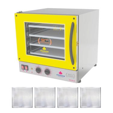 Imagem de Kit - Forno Turbo Prp-004 127v Amarelo + 4 Assadeiras - Progás