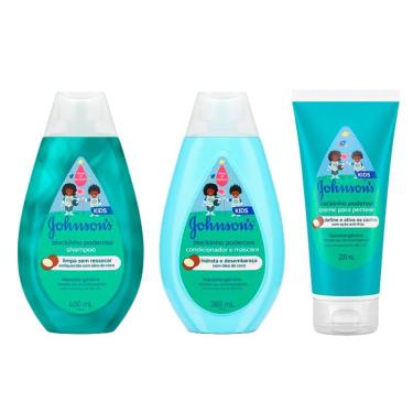 Imagem de Kit Johnson's Baby Blackinho Poderoso Shampoo + Condicionador + Creme para Pentear