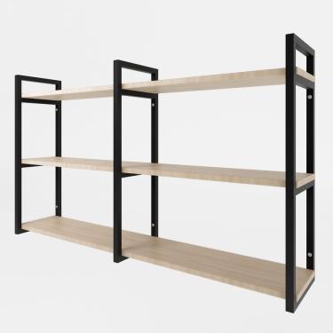 Imagem de Prateleira Organizadora Madeira E Ferro Preto Rustica Nova