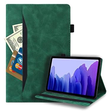 Imagem de Linbol Capa para Samsung Galaxy Tab A de 10,5 polegadas 2018 SM-T590/T595 com suporte de cartão e vários ângulos de visualização, verde vintage
