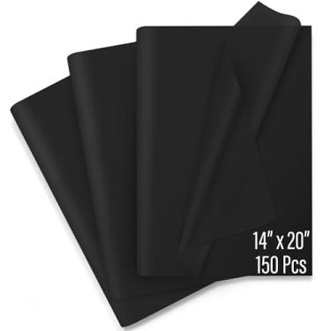 Imagem de Sanzix 150 Folhas De Papel Seda Preto Para Sacolas Presente A Granel 14 X 20 Polegadas - Embrulho Presentes, Uso Embrulhos Elegantes, Artesanato, Faça Você Mesmo, Buquês, Decorações Halloween E Arti
