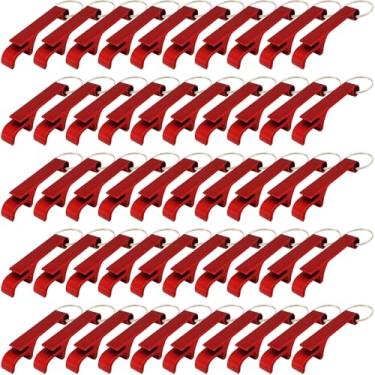 Imagem de ZHANGBY Pacote com 50 chaveiros abridor de garrafas de metal a granel, abridor portátil de cerveja e refrigerante (vermelho)